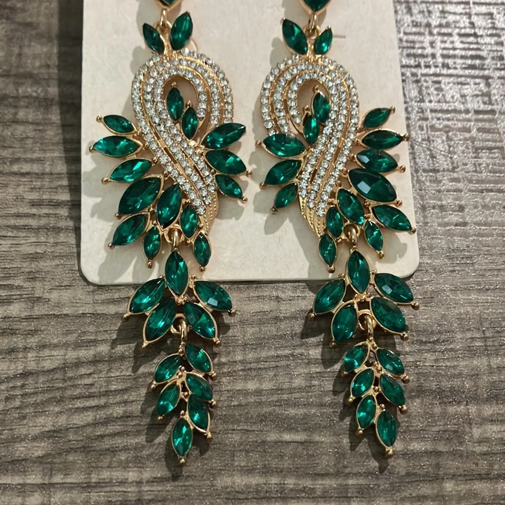 Green and Gold Earrings